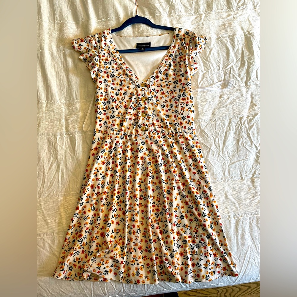 Fortune & Ivy (Stitch Fix) Floral Print Button Detail Dress - Size M